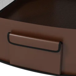 Parc pliable pour chien en tissu Oxford - fenêtres, portes en maille - sac de rangement - marron