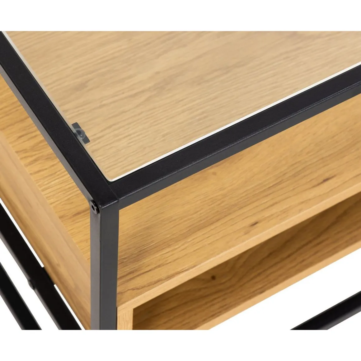 Parker - meuble tv - bois, verre et métal noir - 120 cm