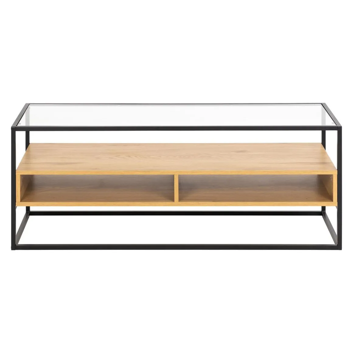 Parker - meuble tv - bois, verre et métal noir - 120 cm