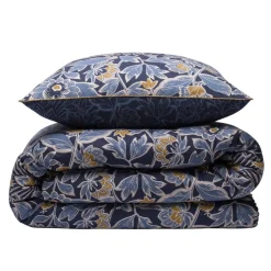 Parure de lit 2 personnes en coton 57 fils imprimé bleu