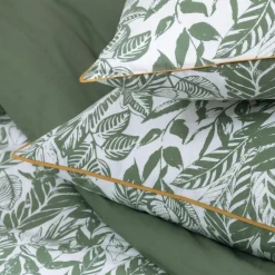 Parure de lit 2 personnes en coton 57 fils imprimé vert
