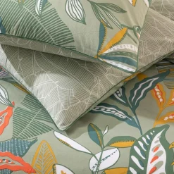 Parure de lit 2 personnes en coton 57 fils imprimé vert