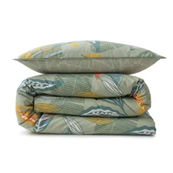 Parure de lit 2 personnes en coton 57 fils imprimé vert