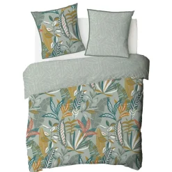 Parure de lit 2 personnes en coton 57 fils imprimé vert