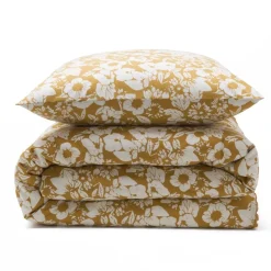 Parure de lit 2 personnes en coton 57 fils imprimé miel