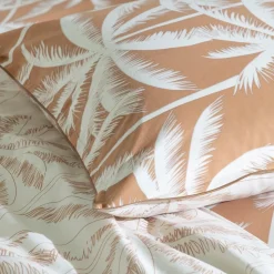 Parure de lit 2 personnes en coton 57 fils imprimé camel