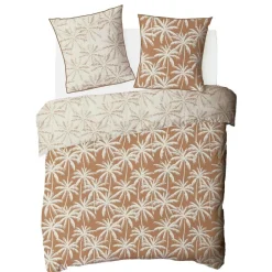 Parure de lit 2 personnes en coton 57 fils imprimé camel