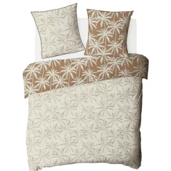 Parure de lit 2 personnes en coton 57 fils imprimé camel