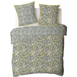 Parure de lit 2 personnes en coton 57 fils imprimé vert
