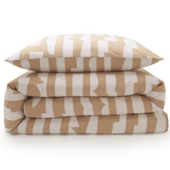 Parure de lit 2 personnes en coton 57 fils imprimé camel