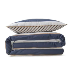 Parure de lit 2 personnes en coton 57 fils imprimé bleu