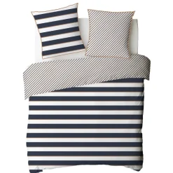 Parure de lit 2 personnes en coton 57 fils imprimé bleu