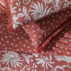 Parure de lit 2 personnes en coton 57 fils imprimé terracotta