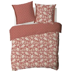 Parure de lit 2 personnes en coton 57 fils imprimé terracotta