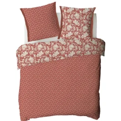 Parure de lit 2 personnes en coton 57 fils imprimé terracotta
