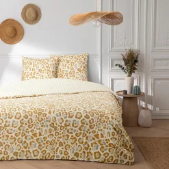 Parure de lit 2 personnes imprimé léopard réversible