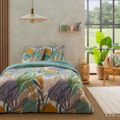 Parure de lit 2 personnes en coton 57 fils imprimé multico