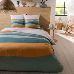 Parure de lit 2 personnes en coton 57 fils imprimé multico