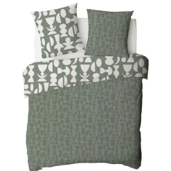 Parure de lit 2 personnes en coton 57 fils imprimé vert