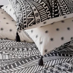 Parure de lit 2 personnes en coton 57 fils imprimé blanc