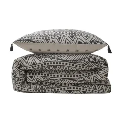 Parure de lit 2 personnes en coton 57 fils imprimé blanc