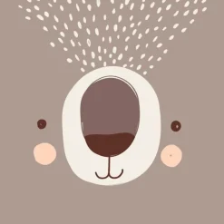 Parure de Lit 2 Pièces Ours 140x200cm Taupe & Blanc