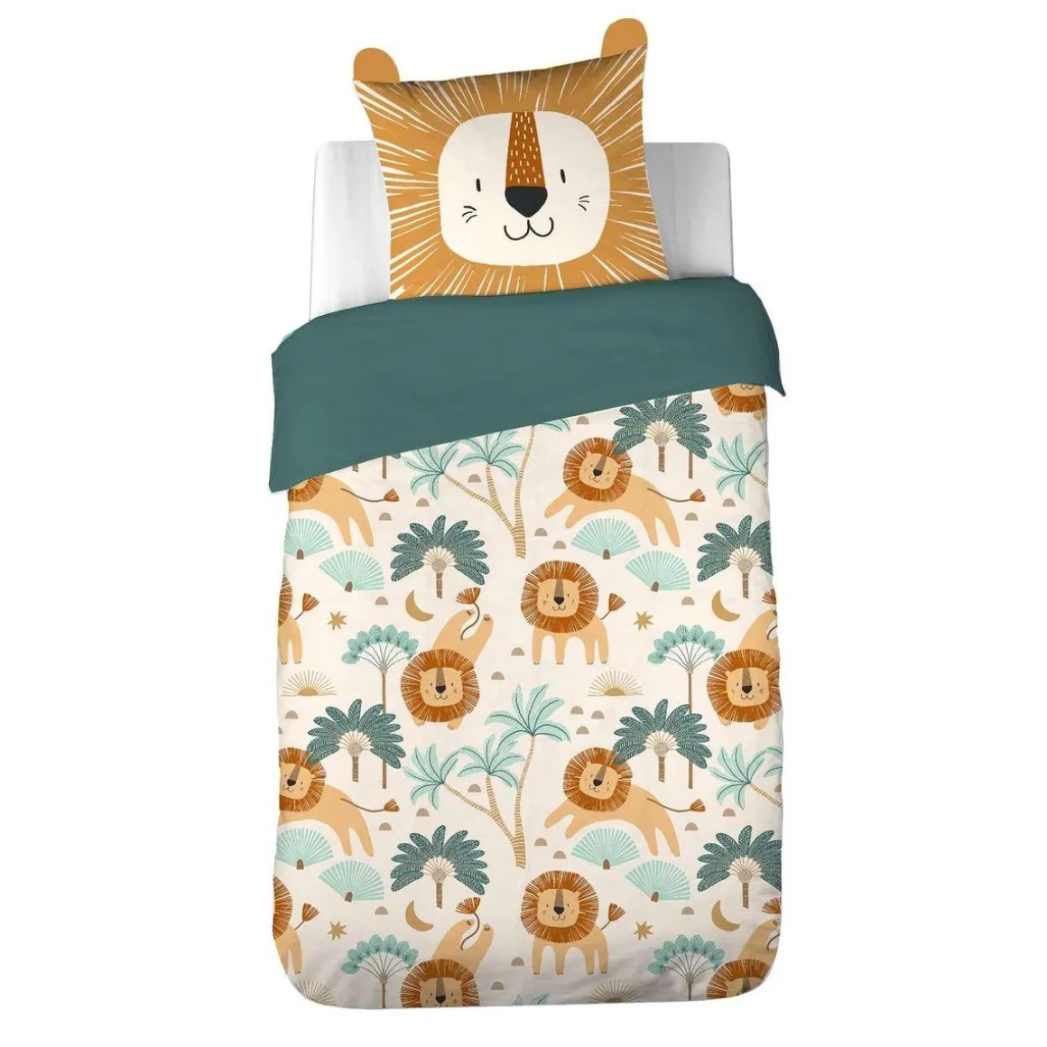 Parure de lit enfant Lion - 100% polyester 72g/m² - 140 x 200 cm
