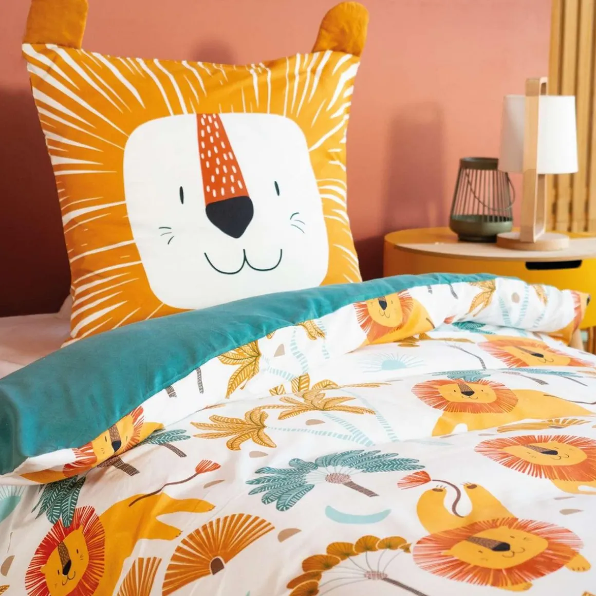 Parure de lit enfant Lion - 100% polyester 72g/m² - 140 x 200 cm