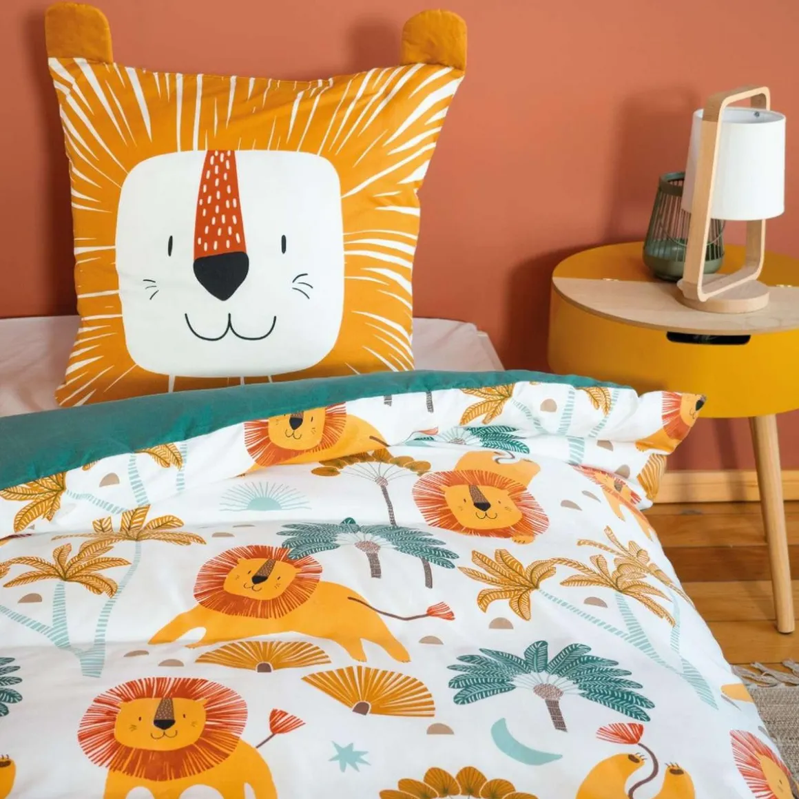 Parure de lit enfant Lion - 100% polyester 72g/m² - 140 x 200 cm