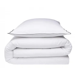 Parure de lit unie en coton finition bourdon