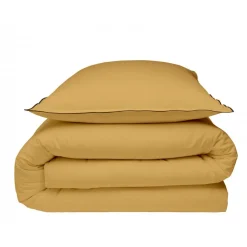 Parure de lit unie en coton finition bourdon