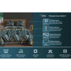 Parure housse de couette en coton 57 Fils/cm2 NOUMEA, par Soleil d'ocre