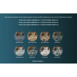 Parure housse de couette en coton 57 Fils/cm2 NOUMEA, par Soleil d'ocre