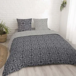 Parure housse de couette en coton 57 fils motif ethnique MARIKA