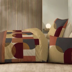 Parure housse de couette en coton 57 fils imprimé GABIN