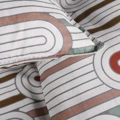 Parure housse de couette en coton 57 fils motif géométrique AMBRE