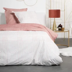 Parure housse de couette en coton imprimé Géométrique