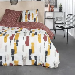 Parure housse de couette coton 57 fils motifs peinture