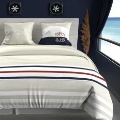 Parure housse de couette en coton 57 Fils MARIN, par Soleil d'ocre