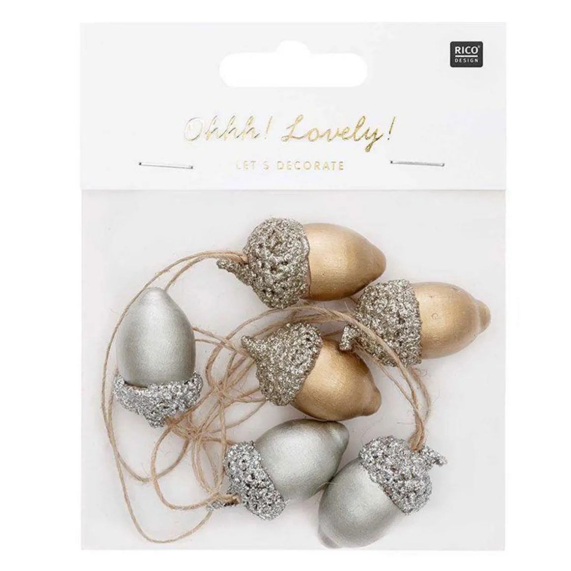 Pendentifs 6 glands en bois or et argent