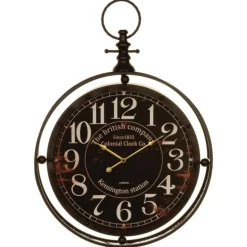 Pendule Murale Métal Gousset 60cm Noir