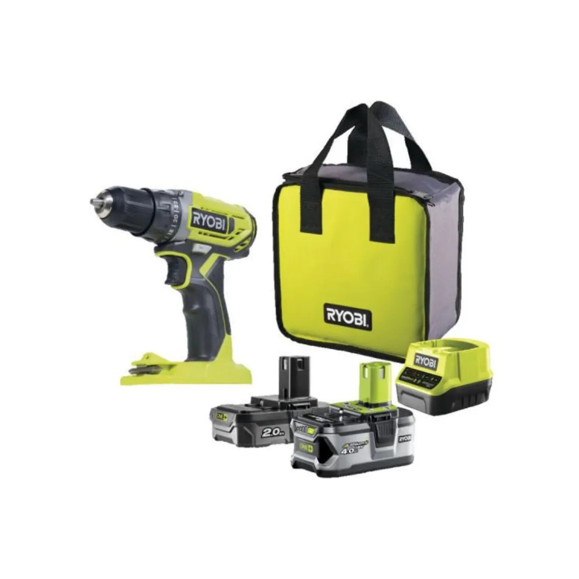 Perceuse-visseuse RYOBI 18V One+ - 2 Batteries 4.0Ah et 2.0Ah - 1 Chargeur - R18DD2-242S