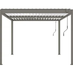 Pergola bioclimatique avec led Windsor premium en aluminium 3 x 4 - Taupe