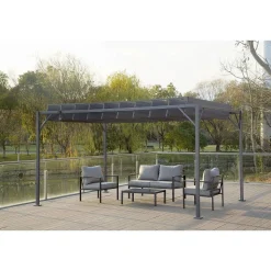 Pergola bioclimatique en tissu Lodge 3 x 4 m - Anthracite