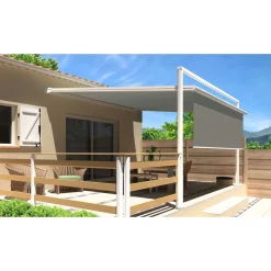 Pergola blanche motorisée 3x3x1,50m avec lambrequins MELODIE