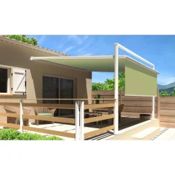Pergola blanche motorisée 3x3x1,50m avec lambrequins MELODIE