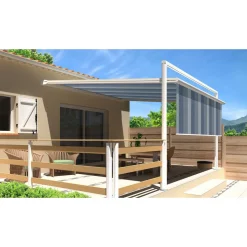 Pergola blanche motorisée 3x3x1,50m avec lambrequins MELODIE