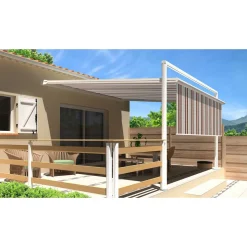 Pergola blanche motorisée 3x3x1,50m avec lambrequins MELODIE