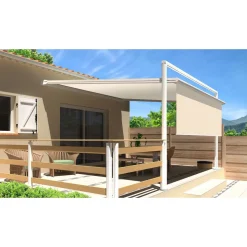 Pergola blanche motorisée 3x3x1,50m avec lambrequins MELODIE