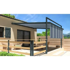Pergola grise anthracite motorisée 4x4x1,50m avec lambrequins MELODIE